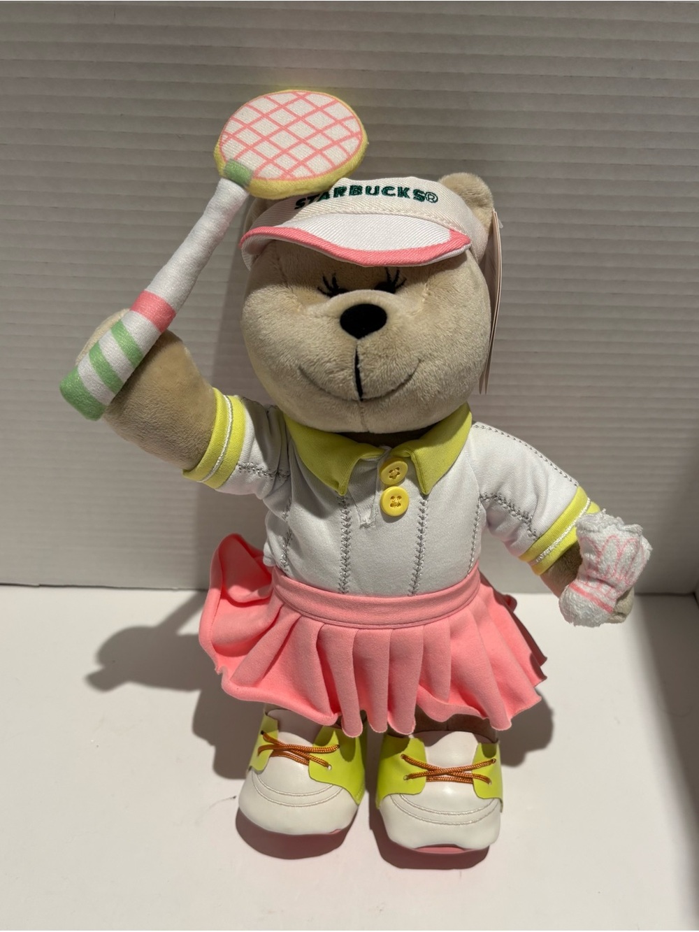 Starbucks 2024 Summer Pink Playing Badminton Plush Bear New w/ Tags